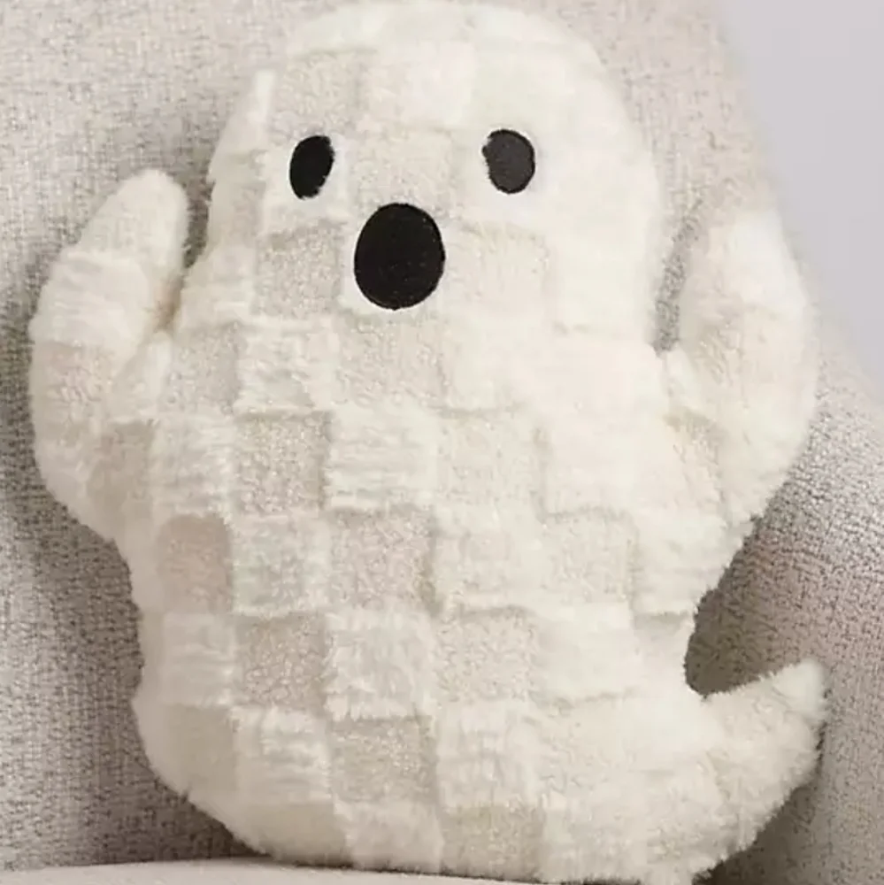 Kirklands Ghost Pillow Checkered White Halloween 2025 Christmas Gift